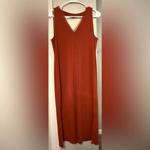Banana Republic Terracotta Orange Sleeveless V-Neck Midi dress Size M